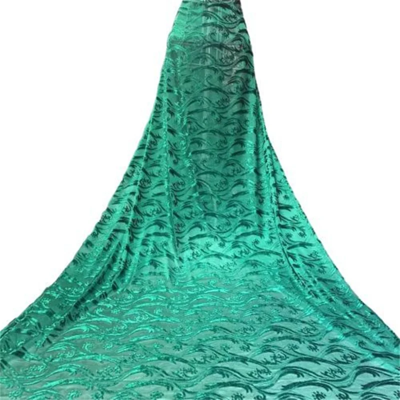 

French Lace Fabric 5 Yards Nigerian Lace Fabric 2021 Velvet burnt flower Embroidery Lace African Tailoring Material Party H98-3
