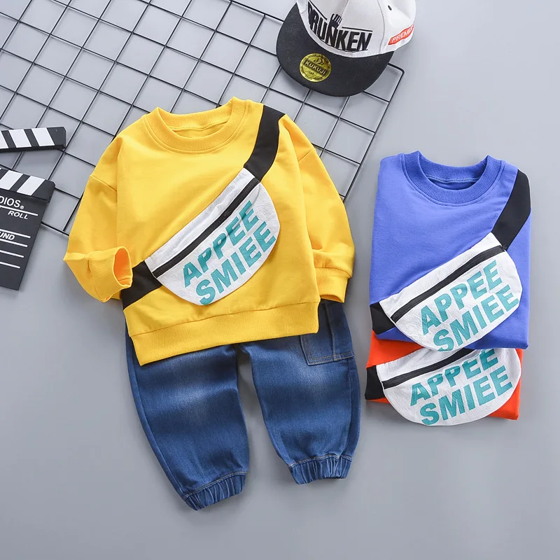 Осенняя одежда для маленьких мальчиков комплекты одежды с рисунком Бэтмена