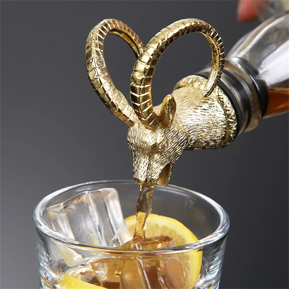 

Wine Pourer Zinc Alloy Animal Antelope Head Wine Stopper Drinks Stopper Wine Bottle Stopper Fresh-keeping Stopper Bar Tools
