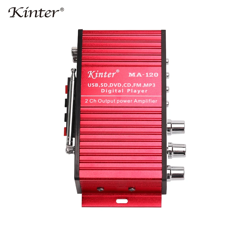 Kinter MA-120 мини усилитель аудио 2.0CH 20 Вт DC12V с USB SD FM воспроизведение стерео звук питания адаптер питания для дома автомобиля мотоцикла