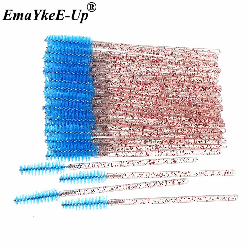 C-Pink Blue 50 шт Женские Модные кисти для ресниц, одноразовые кисти для макияжа, Хрустальные кисти для бровей/ресниц/туши для ресниц, кисти для ресниц - Цвет: C-Pink Blue
