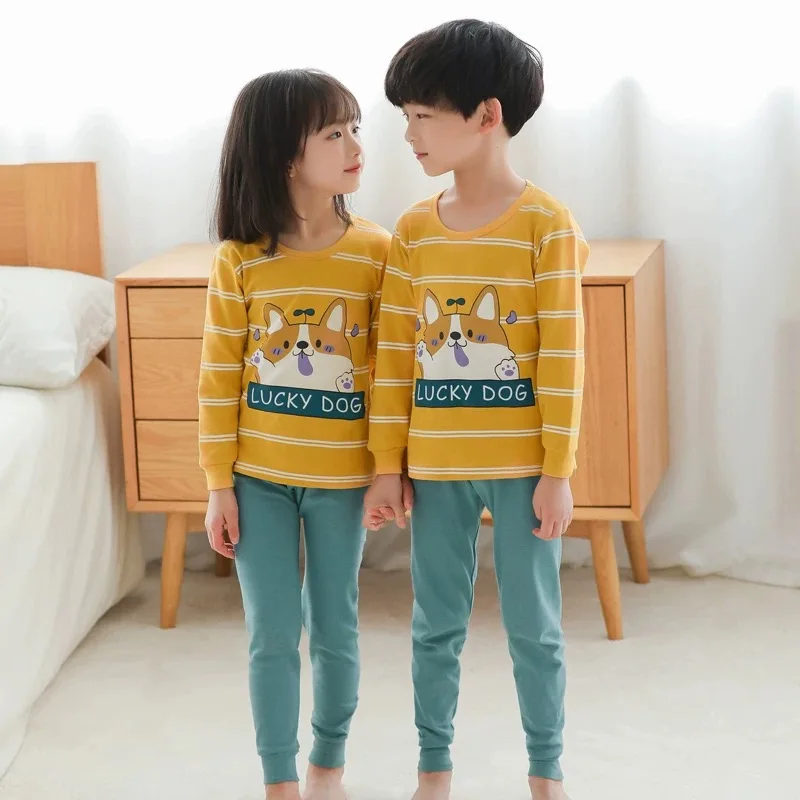 

Kids Pajamas 2020 Autumn Girls Boys Sleepwear Nightwear Baby Infant Clothes Animal Cartoon Pajama Sets Cotton Children's Pyjamas