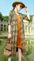 extra large silk windbreaker 2021 spring suit mid to long mulberry silk print air conditioning