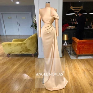 Женское платье с длинным рукавом, длинное вечернее платье цвета шампанского в арабском стиле, платье для выпускного вечера, 2020