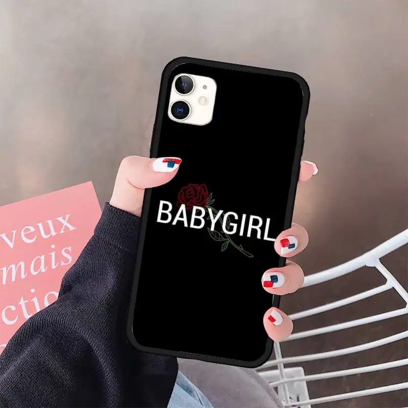 

Babe babygirl honey line Text art Phone Case for iPhone 11 12 pro XS MAX 8 7 6 6S Plus X 5S SE 2020 XR