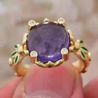 30 silver plated bohemia style purple crystal flower ladies open ring bridal wedding ceremony propose jewellery