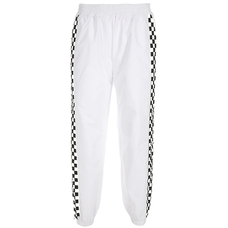 

Adult HIP HOP Dance Costume Women White Pant Running Checked Trousers Girls Cheerleading Dance Outfit Bar DJ GOGO Jazz Pant 1519