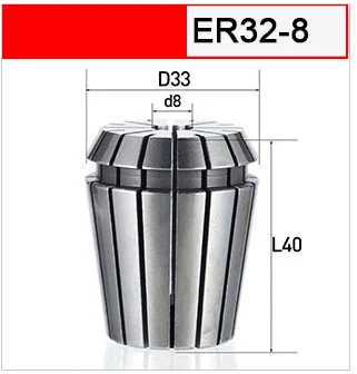 ER32-D33-d8-L40 UCHEER 1 шт. Высокая точность ER32 цанговый патрон для фрезерования гравировальный станок повторяющийся Tsui гибкий ЧПУ - Длина режущей кромки: ER32-D33-d8-L40
