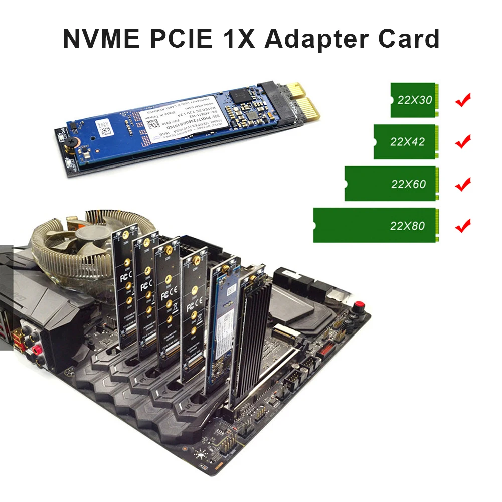 Адаптер PCIE-M2 NVMe SSD M2 PCIE X1 Raiser PCI-E PCI Express M Соединитель в форме ключа поддерживает 2230
