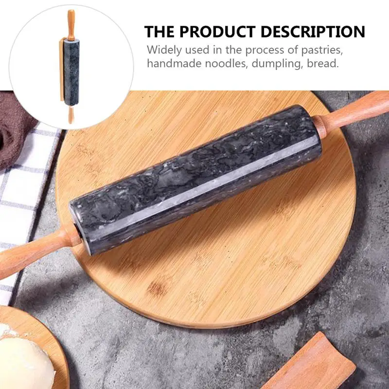 

Wooden Handle Rolling Pin Practical Dough Roller Marble Rolling Stick for Home