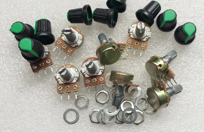 

10pcs Linear Potentiometer B1K B5K B10K B20K B100K Ohm Assortment Kit each of 2 PCS 20mm Shaft Amplifier Potentiometer