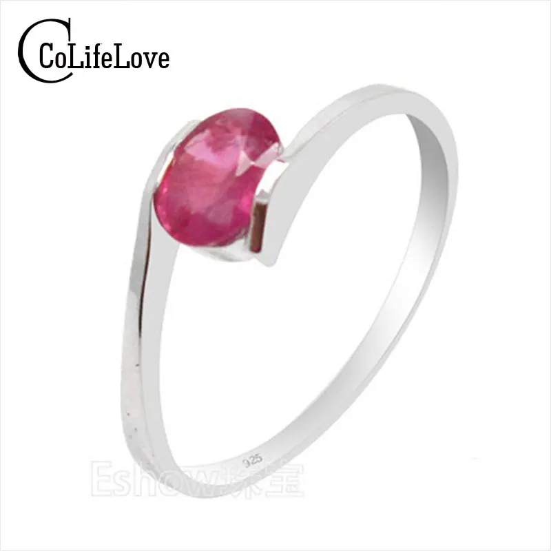 100% натурального Ruby Gemestone модно серебряное кольцо 925 Твердые из стерлингового