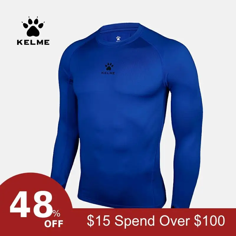KELME, мужские компрессионные колготки с длинным рукавом для бега, для тренировок, фитнеса, тренировочный топ, эластичный, для тренажерного зала, 3881110