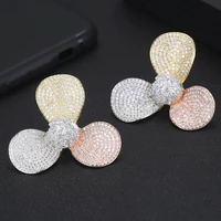 larrauri 2019 hot luxury earrings three petal flower earings for women oorbellen high quality full aaa cubic zirconia earrings