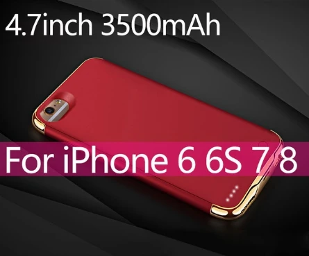 For 6 6S 7 8 Red Тонкий Ультратонкий чехол для батареи телефона для iphone 6 6s 7 8 3500 mAh/4000 mAh банк питания резервного копирования зарядное устройство чехол для iphone 6 6s 7 8 Plus - Цвет: For 6 6S 7 8 Red