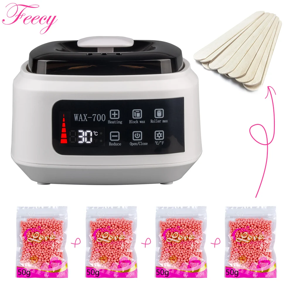 Аппарат для нагрева воска парафин 200 г без полосок 10 деревянных палочек | Красота