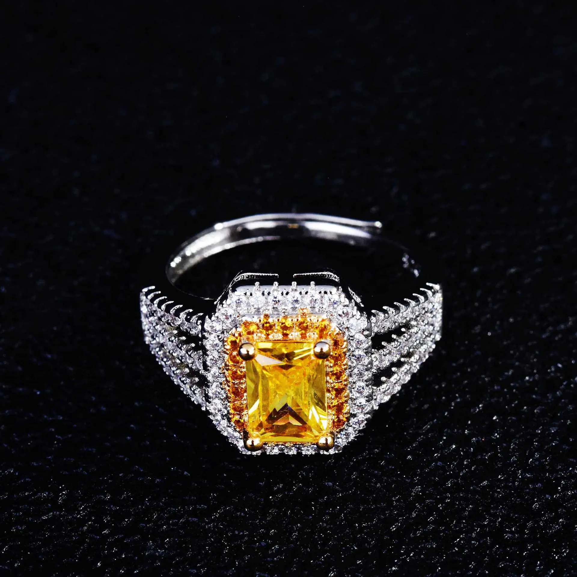 

Genuine 925 Sterling Silver Wedding Rings Anillos De Fine Silver 925 Jewelry Yellow Topaz Gemstone Bizuteria Rings Party Anel