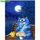 5D DIY алмазная живопись кот ест торт Алмазная мозаика вышивка крестиком квадратные круглые стразы домашний Декор Картина YY4880