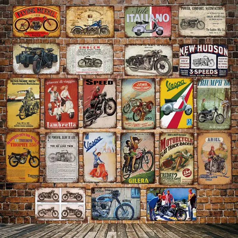 [DecorMan] Veapa BSA Triumph a Motor world speed жестяная вывеска на заказ настенные картины Бар Декор