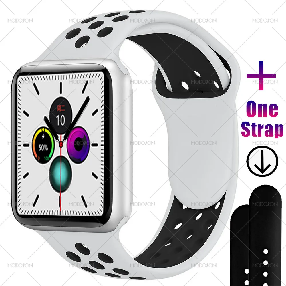 Silver White Black MODOSON Смарт-часы iwo 12 Series 5 ЭКГ монитор сердечного ритма 30 циферблатов 44 мм 40 мм часы SmartWatch iwo 11 для Apple iphone Android - Цвет: Silver White Black