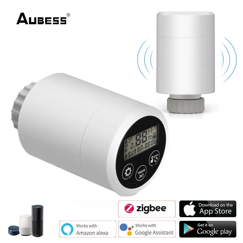 

Термостат радиатора Aubess Smart Tuya Zigbee, умный привод радиатора, контроллер температуры, Умный клапан