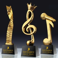 creative lettering crystal resin music trophy singing speech competition event awarding musical note microphone gold silver