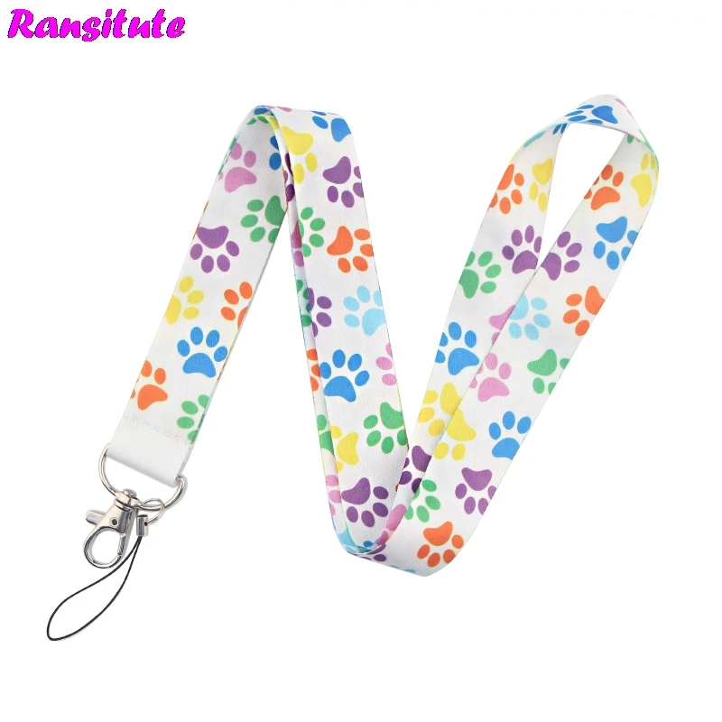Ransitute Dog Paw Print Mobile Phone Lanyard Key ID Card USB Badge Holder DIY Fashion Neckband Decoration R826 | Мобильные телефоны