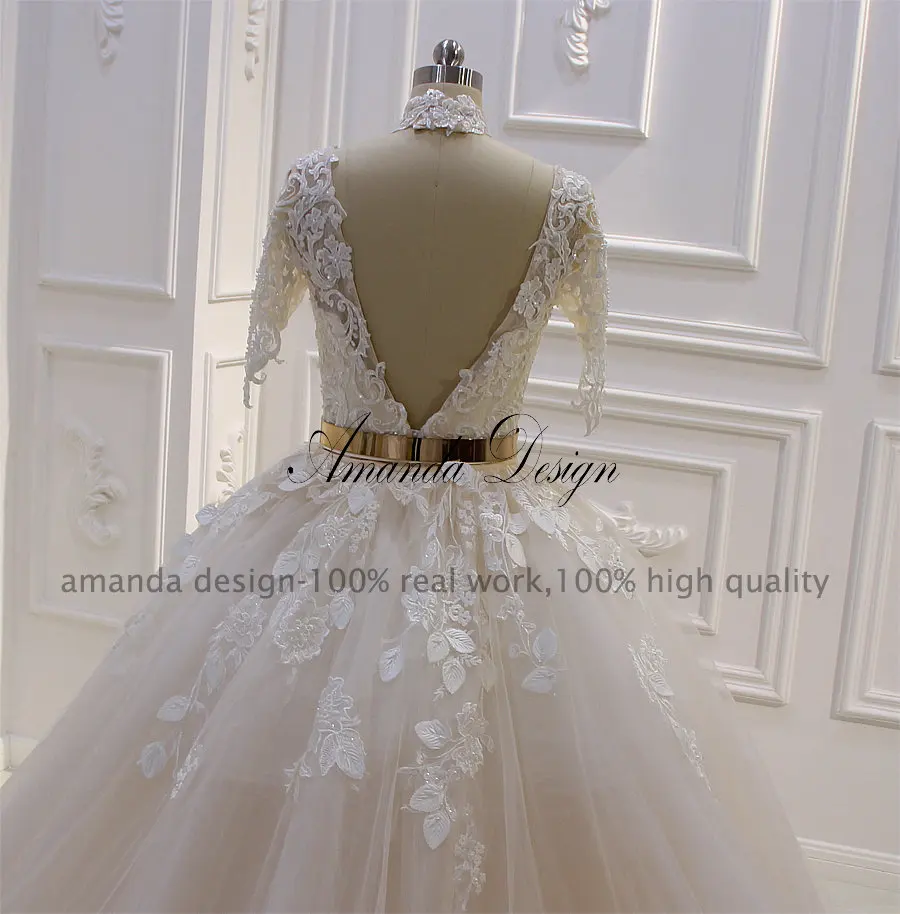 Аманда дизайн robe de mariee с коротким рукавом свадебное платье с открытой спиной со съемной юбкой