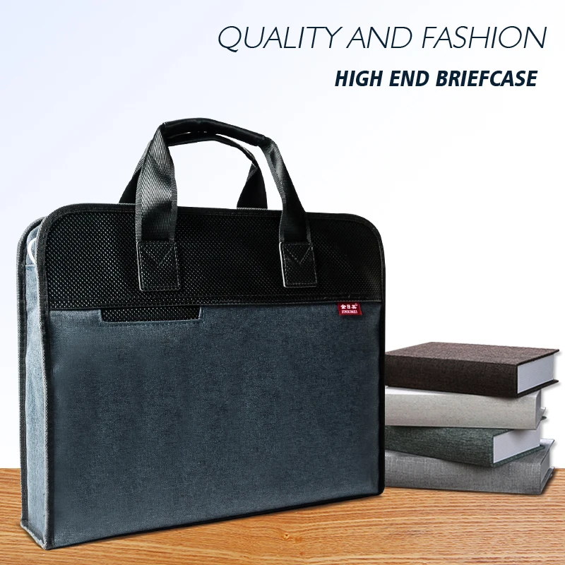 

Oxford Canvas Document Zipper Multi - layer Document Portable Office Meeting Bag