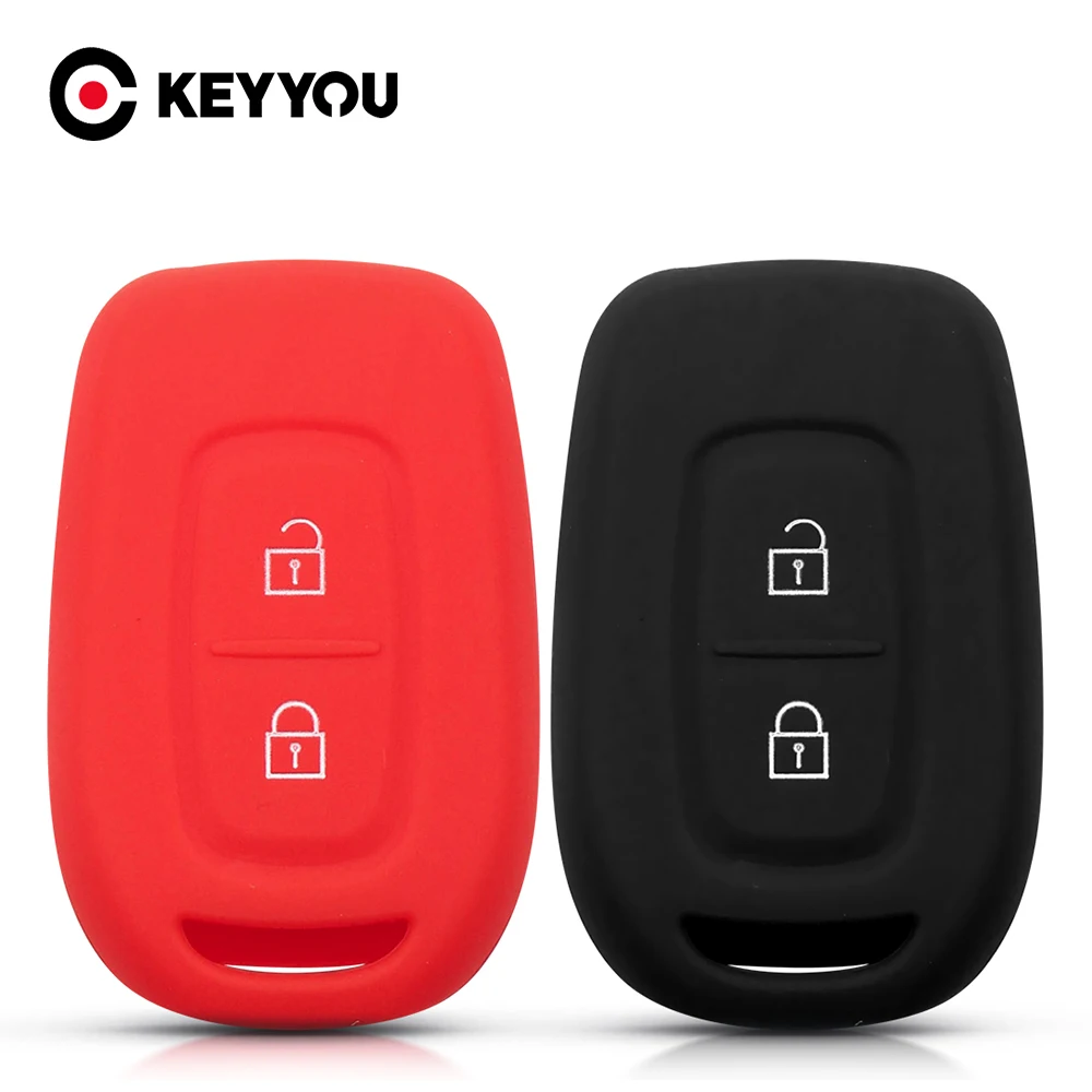 

KEYYOU For 2 Buttons Renault Megane Koleos Dacia Scenic Master Logan Straight Key Skin Silicon Remote Car Key Fob Case Cover