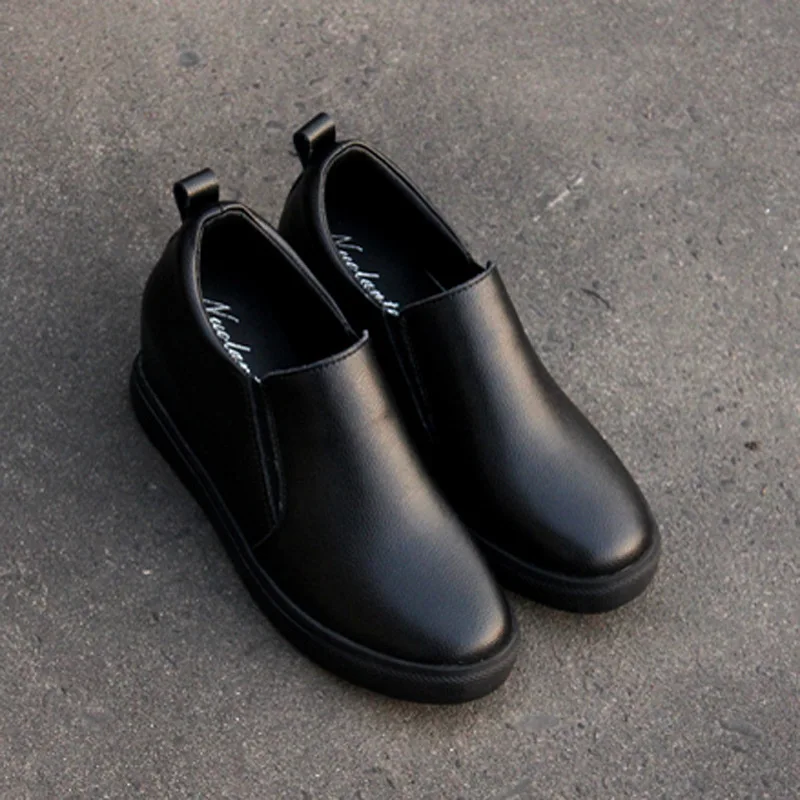 

Туфли-лоферы на танкетке, кожаные туфли-лодочки, увеличивающие рост, 31 32 33, 2021