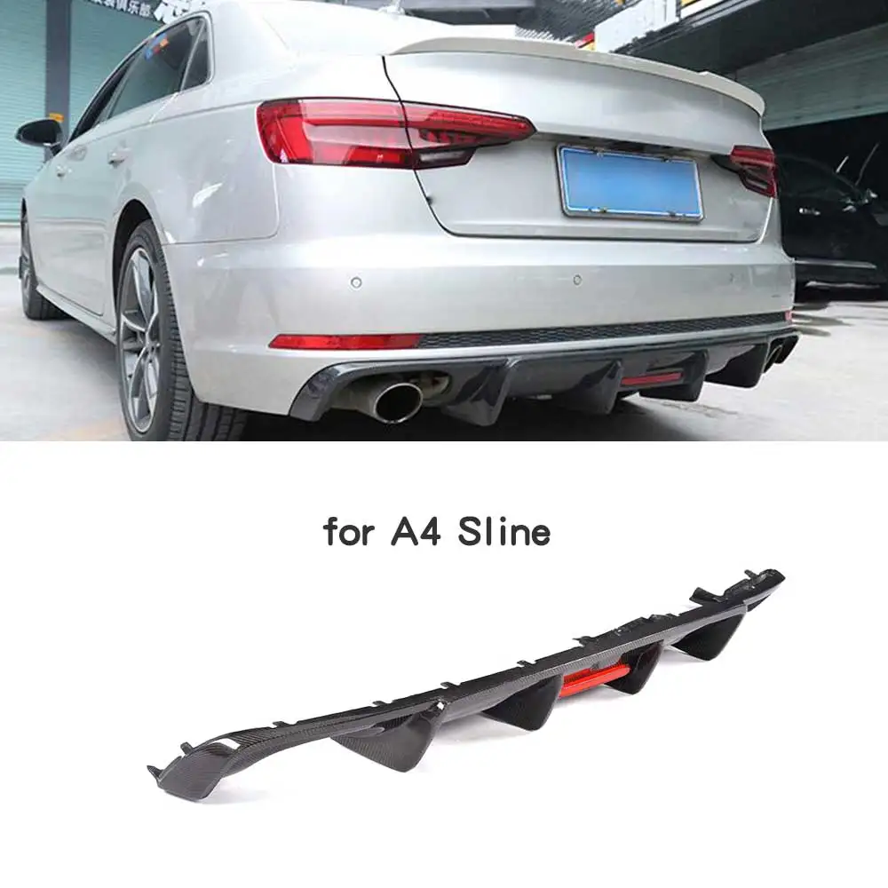 For A4 Sline Для S4 Задний бампер из углеродного волокна диффузор спойлер для Audi A4 B9 Sline S4 A4 Седан 4 двери- бампер Защита сплиттеры - Цвет: For A4 Sline