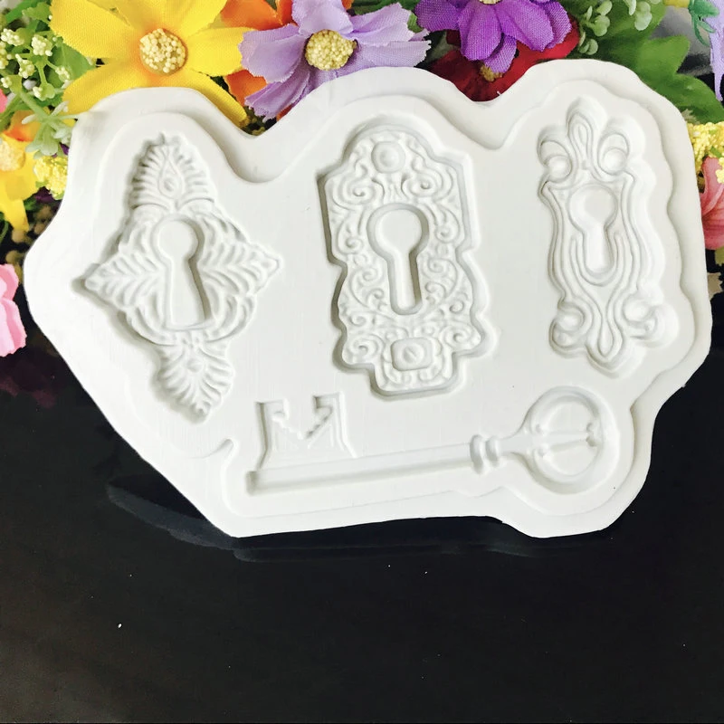 Meibum Locks Key Silicone Fondant Cake Mold Homemade Gum Paste Sugar Craft Pan Dessert Pastry Decorating Mould Baking Tools | Дом и сад