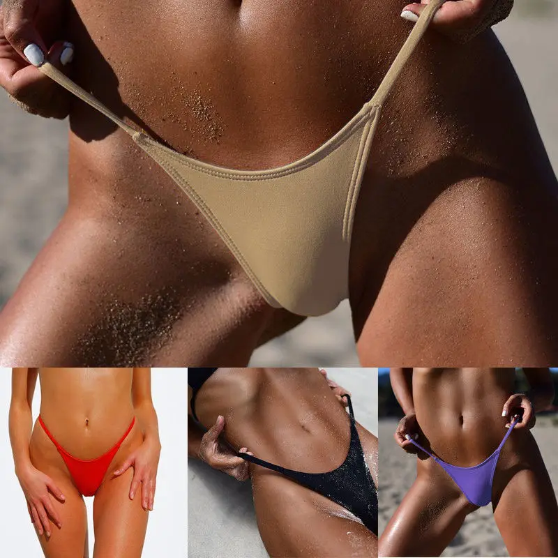 

Women Sexy Bikini Swimming pants Beach Bathing fashion Thong solid color Swimwear Bottom Swimsuit Hot Sale G-string