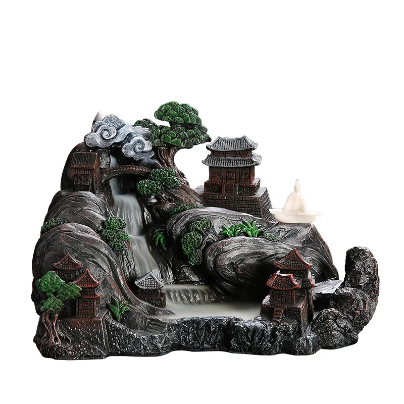 

Smoke Waterfall Backflow Incense Burner Creative Home Decor Incense Holder Portable Resin Censer Mountain River