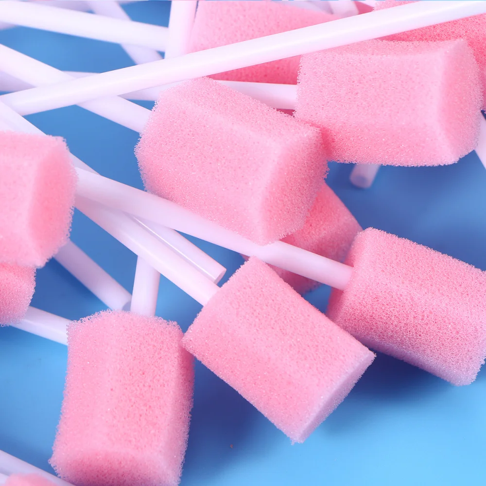 

100pcs Disposable Oral Care Sponge Swab Tooth Cleaning Mouth Swabs )