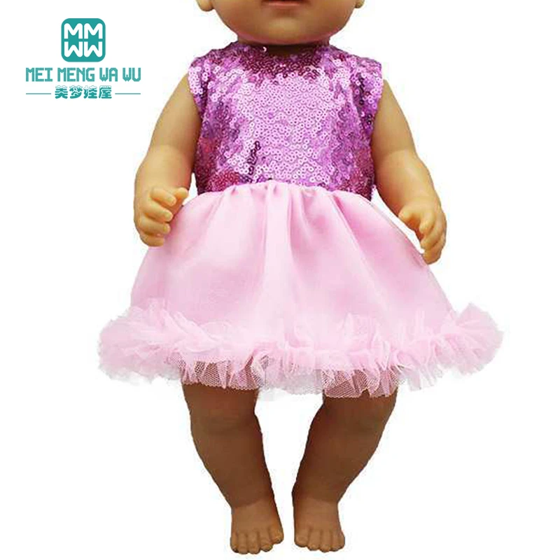 

Fits 43cm baby new born doll and 45cm American doll Fashion shiny skirt, casual suit