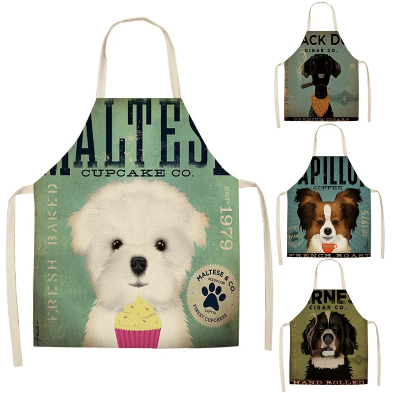 

Dog Aprons Modern Minimalist Cute Cartoon Dog Pattern Apron Cotton and Linen Material Is Refreshing and Easy To Wear Chef Apron
