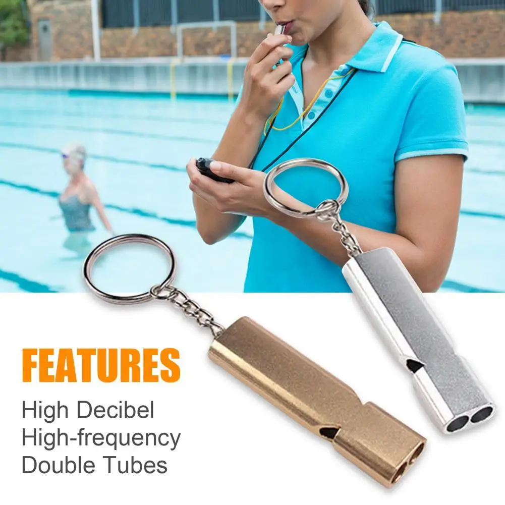 

Easy to Carry 2Pcs Useful Mini Double Tubes Camping Whistle Sturdy Emergency Whistle High-frequency for Fishing