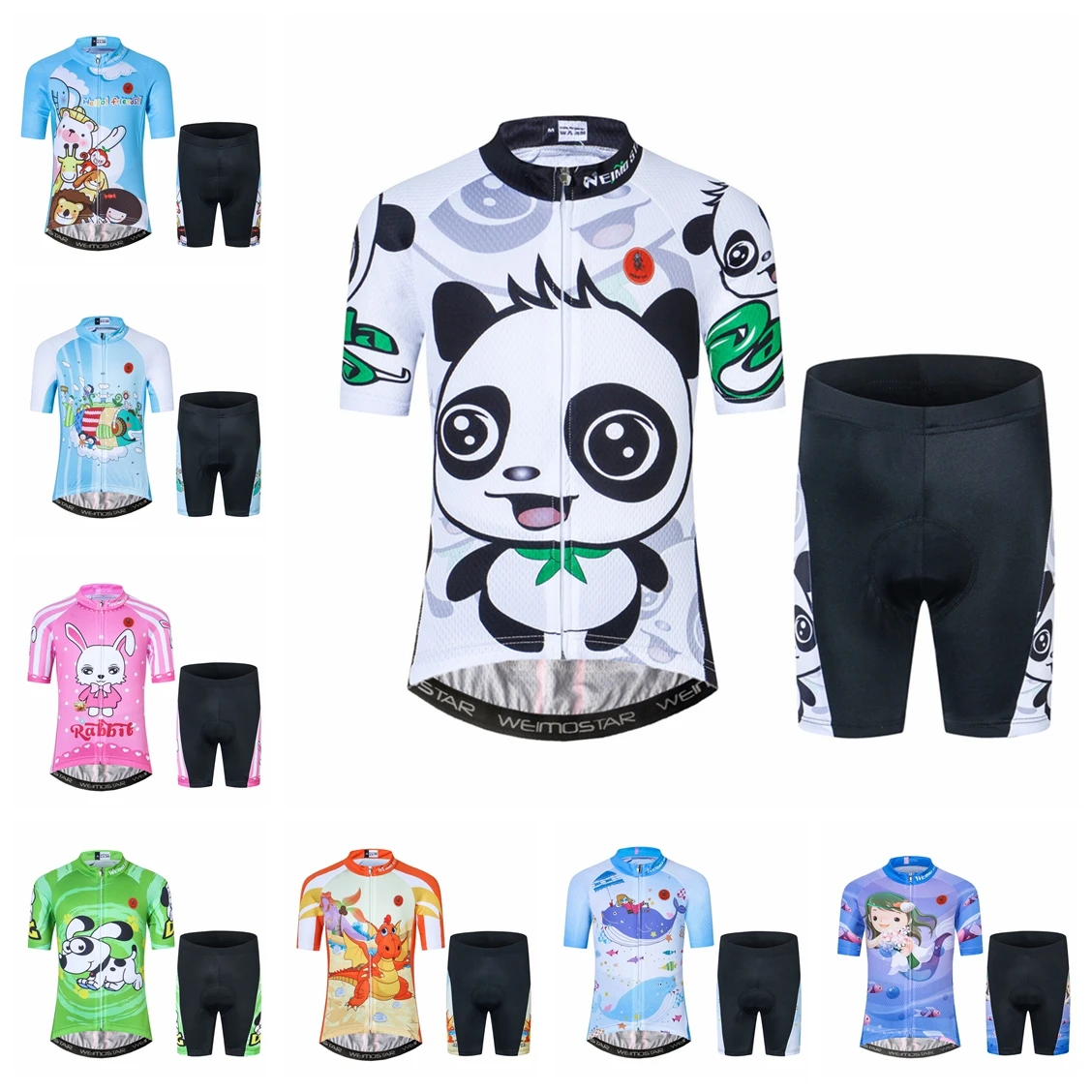

Kids Cycling Set Bike Jersey Shorts suit Children Road Mountain MTB Bicycle Clothes Clothing Padded Boy Girl Top Shirt White Red