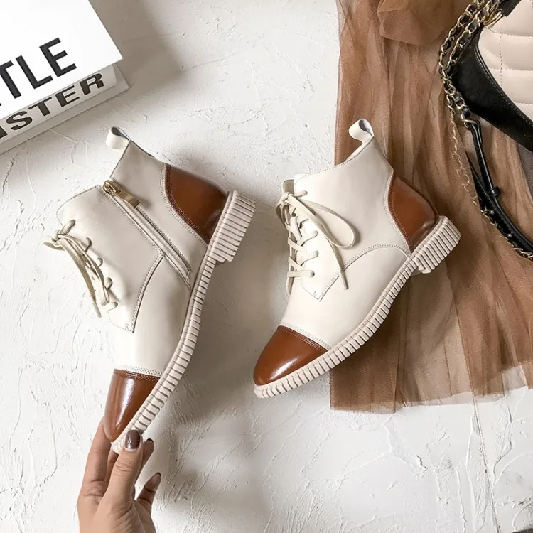 MLJUESE/женские ботильоны из коровьей кожи Сезон осень весна Разноцветные женские