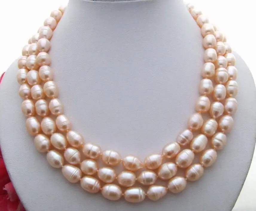 

charming 9-10MM natural south sea gold pink pearl necklace 17-19 inch yellow