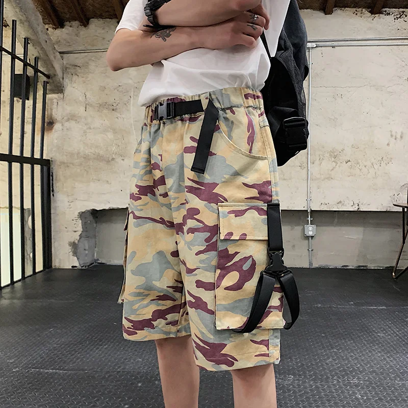 

2020 New Mens Short Camouflage Casual Bermuda Shorts Male Fashion Ribbons Man Overalls Short Pants Large Size M-5XL Dropshipping