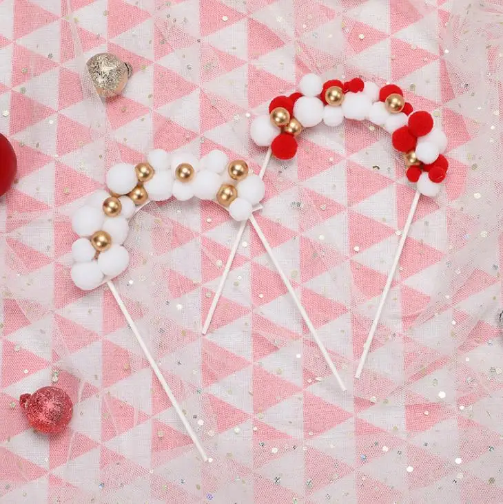 1 шт. белый красный мягкий помпон из искусственного меха Арка торт для капкейка-Baby