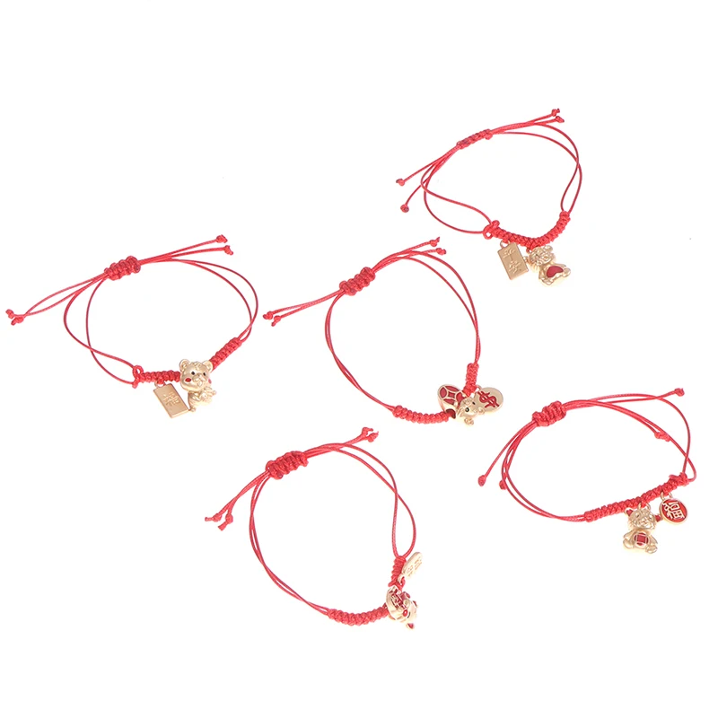 5 шт. 2022 китайский новый год Тигровая веревка красные веревки браслеты ручной