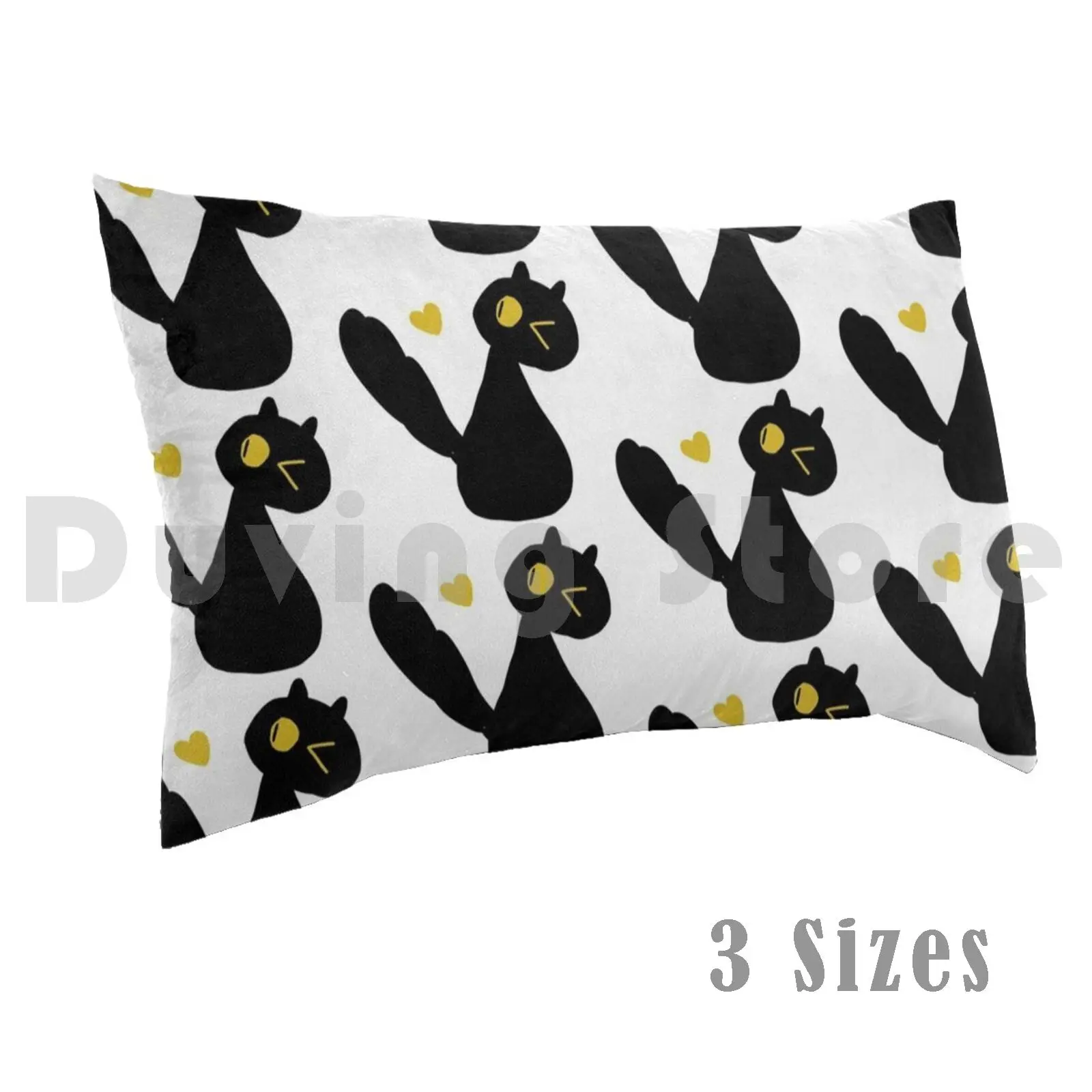 

Чехол с желтым сердцем и подушкой для кошки 20x30 дюймов милый кот черные кошки желтое сердце сердца подмигающий Черный кот каракули