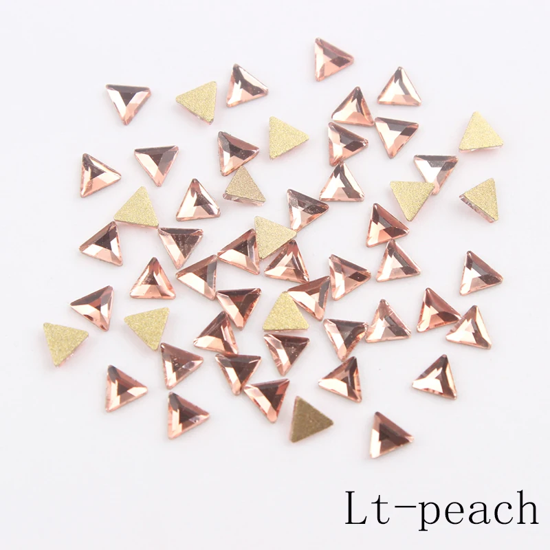 Lt-peach Лидер продаж прозрачные новых малых Треугольники ногтей Стразы 13 видов цветов модный хрустальный камень 30/100 pcsdiy ногтя украшения - Цвет: Lt-peach
