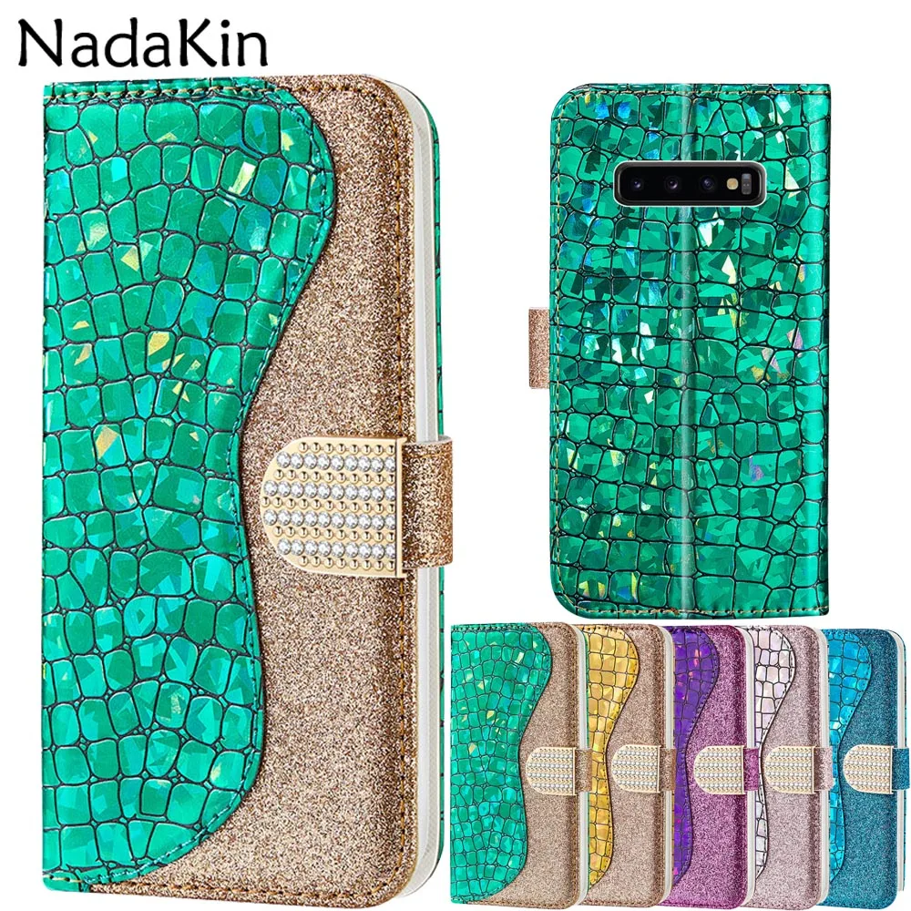 Роскошный чехол-книжка со стразами и алмазной застежкой для Samsung Galaxy S10e S10 S9 S8 Note 10