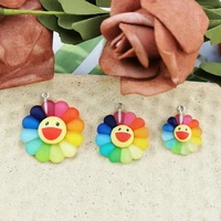10pcspack sun shine 3d smile sun flower resin charms pendant earring diy fashion jewelry accessories active 232836mm