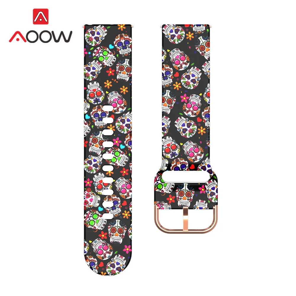 20 мм силиконовый ремешок для часов с принтом для samsung Galaxy Watch Active 42 мм gear Sport S2 Garmin Amazfit браслет ремешок Correa